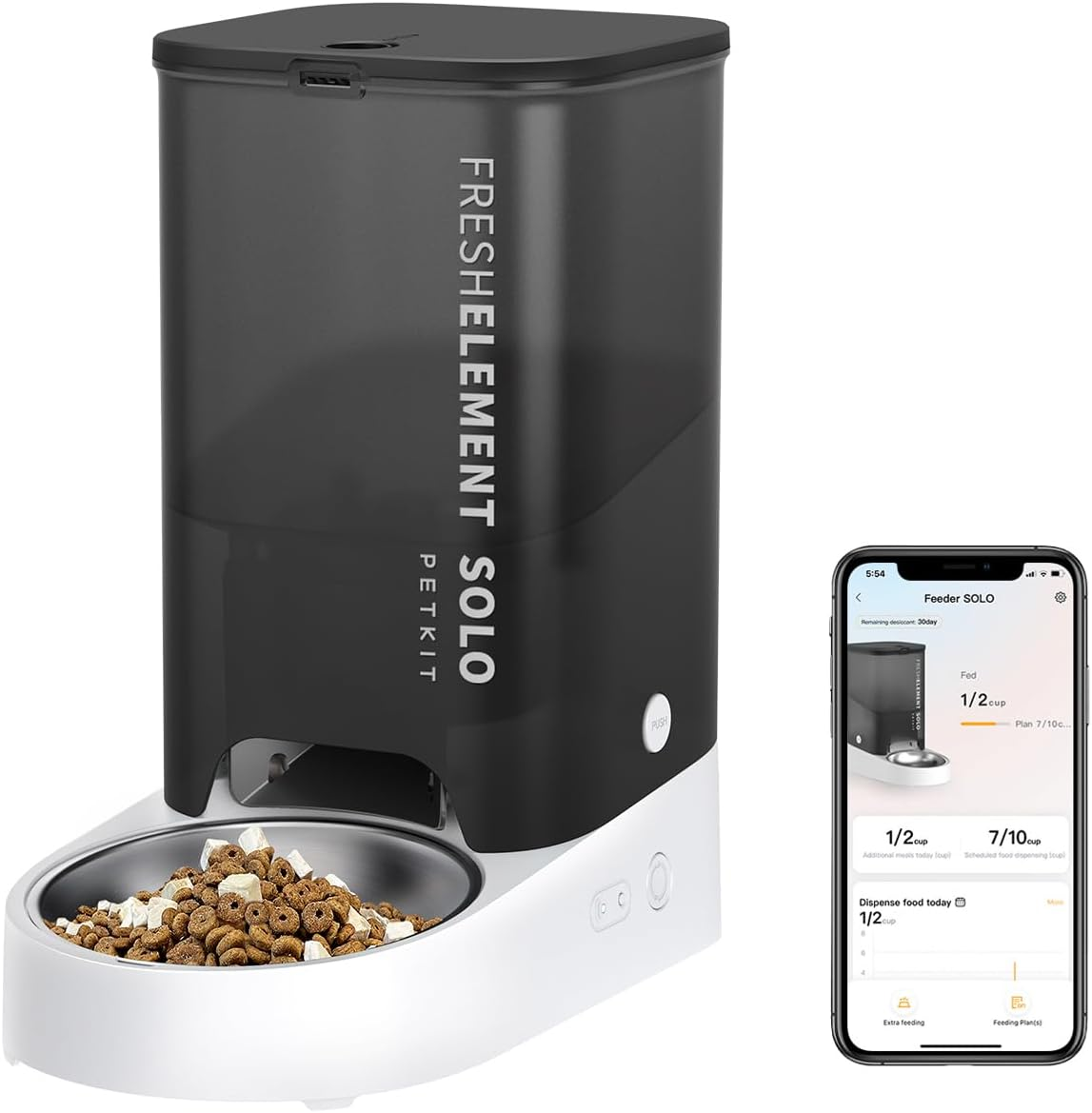 PETKIT Automatic Cat Feeder, 2.4G Wifi Automatic Dog Feeder, App Control Pet Food Dispenser with Triple Fresh-Lock System, up to 10 Meals per Day, Schedule Feeding, Food Shortage Alert, 3L Capacity