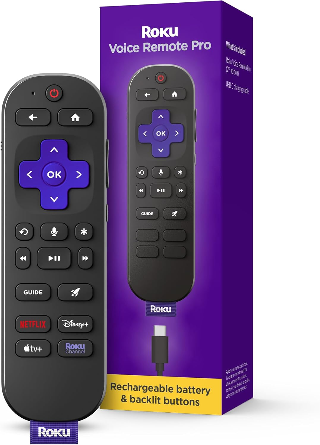 Voice Remote Pro (2nd Ed.) | Rechargeable TV Remote Control with Hands-free Voice Controls, Backlit Buttons, & Lost Remote Finder - Replacement Remote Compatible with All  TV, Players & Audio