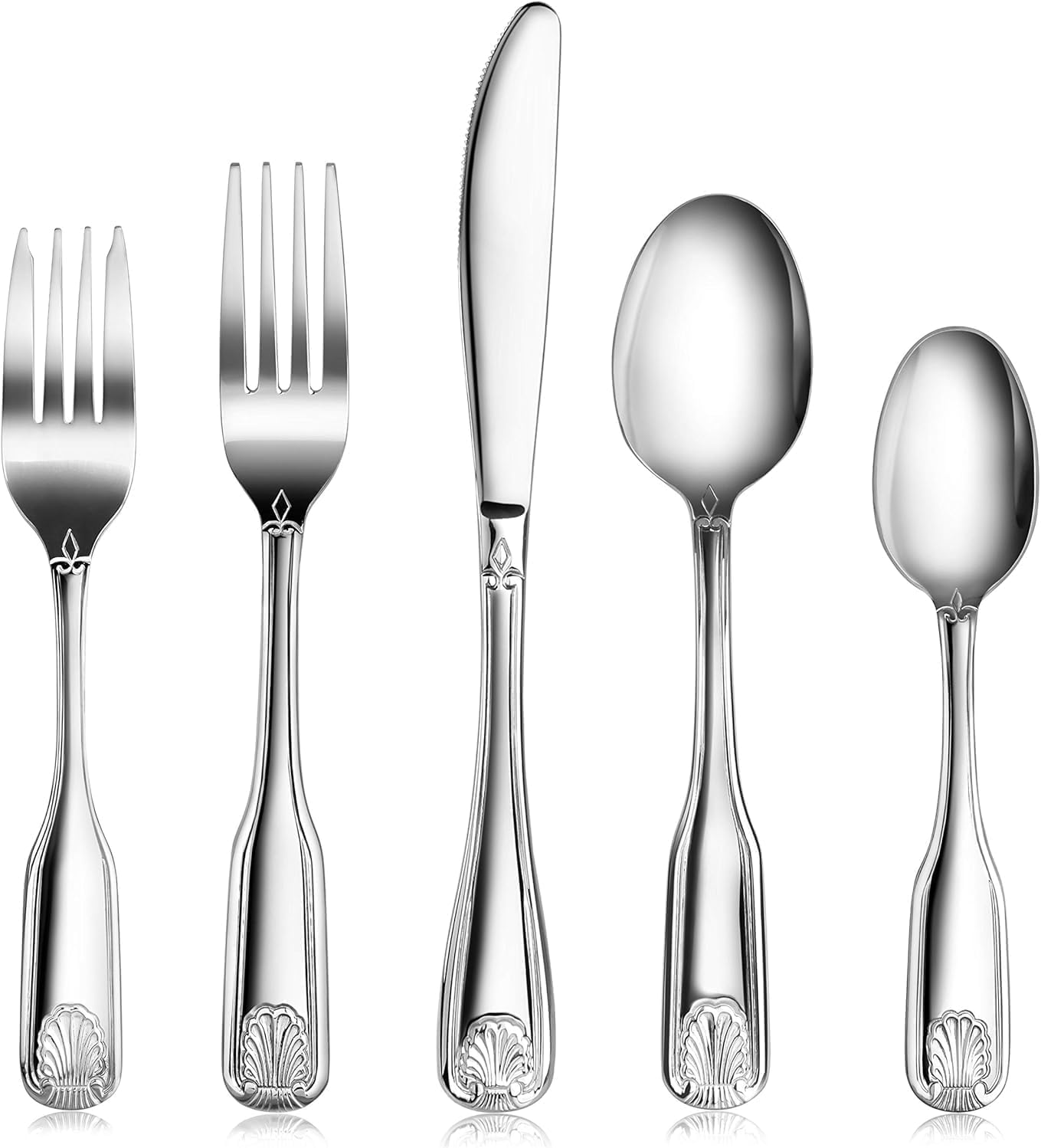 New Star Foodservice Shell Pattern, 18/0 Stainless Steel Set of 12 (Flatware Set (60-Piece))