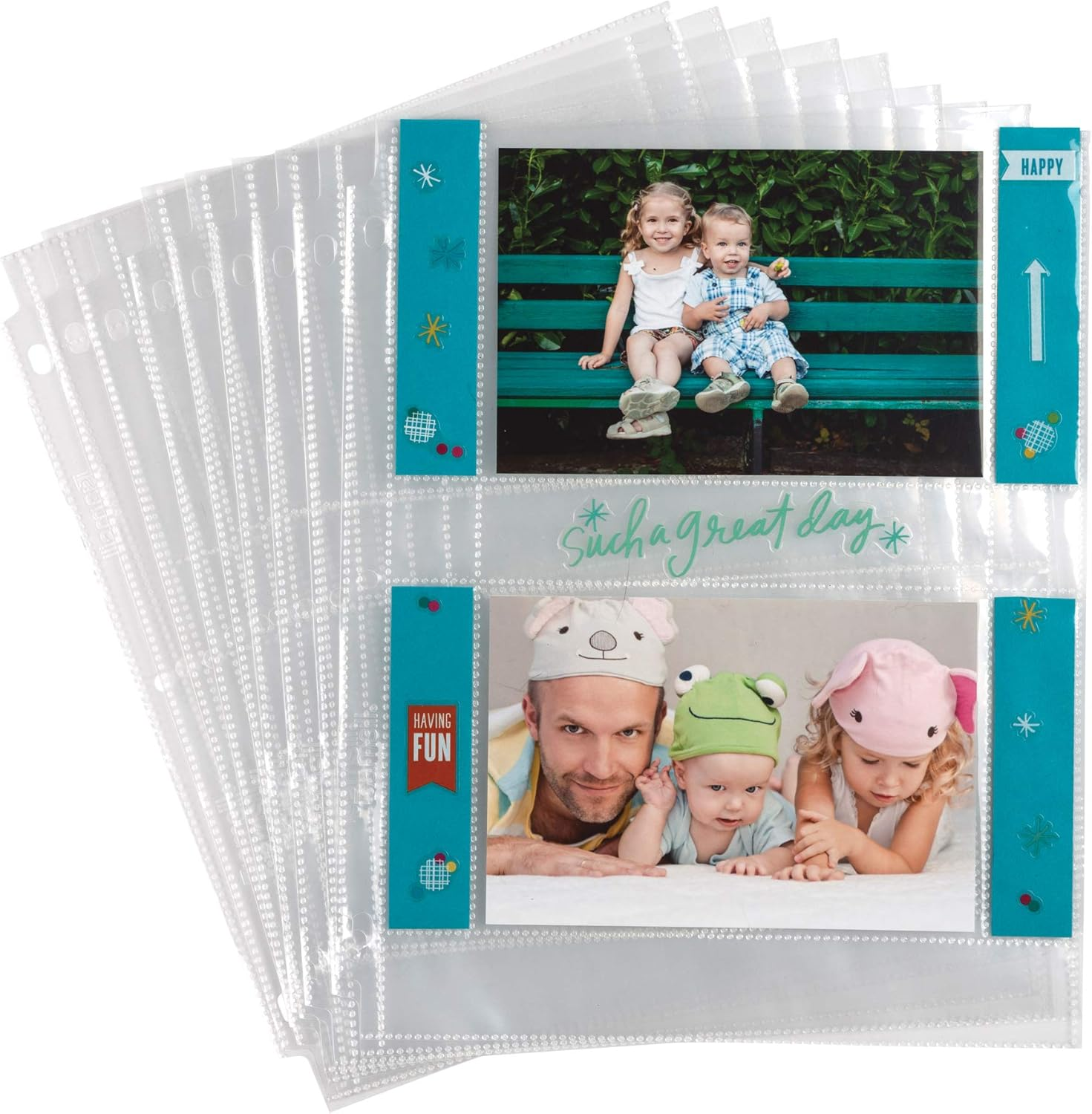 4X6 Photo Pages for 3-Ring Binder 4X6, 25 Pack, Holds 100 Pictures, Each 2-Pocket Photo Pages Hold Four 4 X 6 Pictures, 4X6 Photo Pockets, 4X6 Photo Sheet Protector