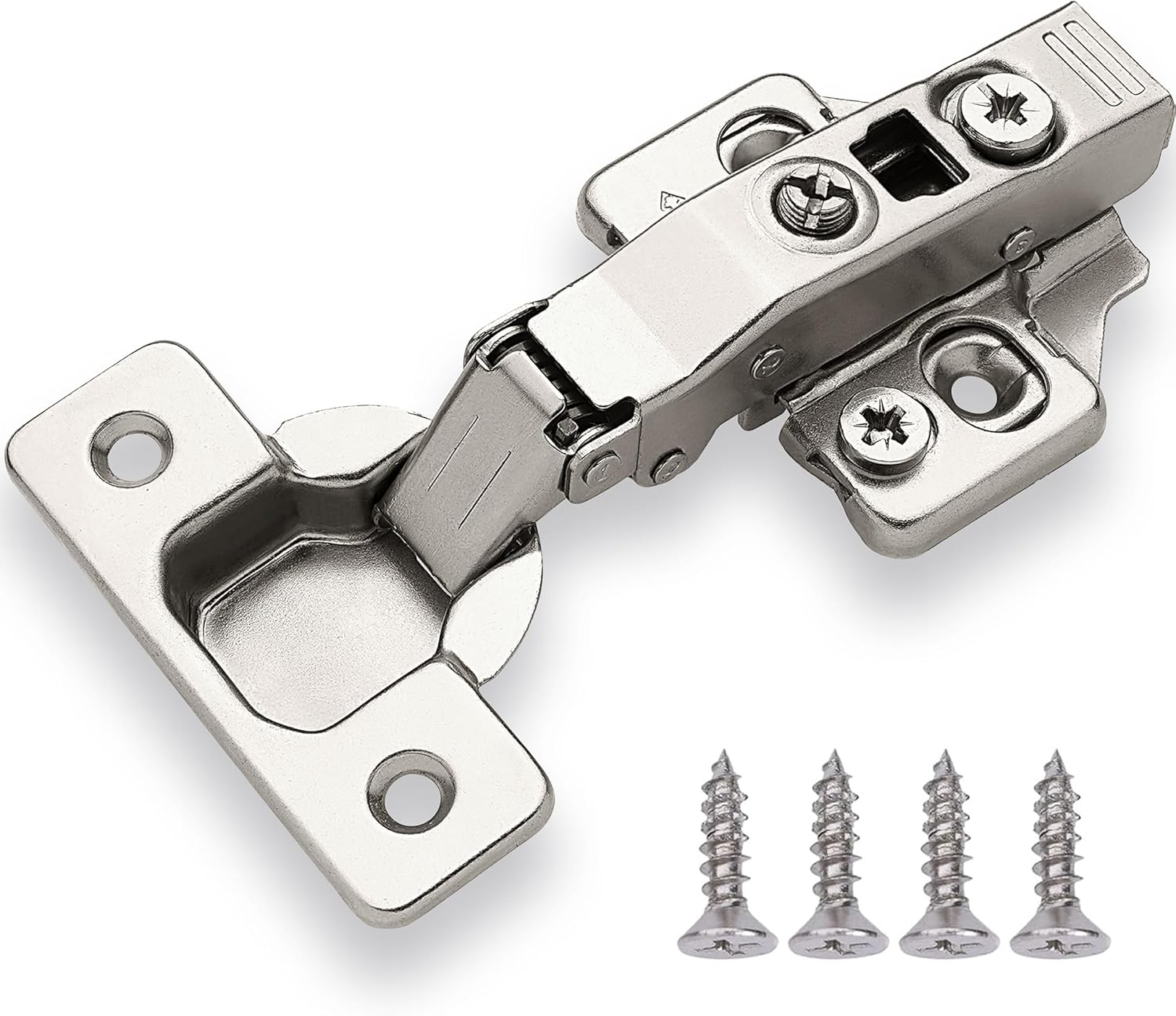 Decobasics Full Overlay European Soft Close Cabinet Hinges for Kitchen Cabinets (4 Pcs) -105° Frameless Concealed Cabinet Door Hinge -3 Way Adjustability & Clip on Plate for Easy Installation