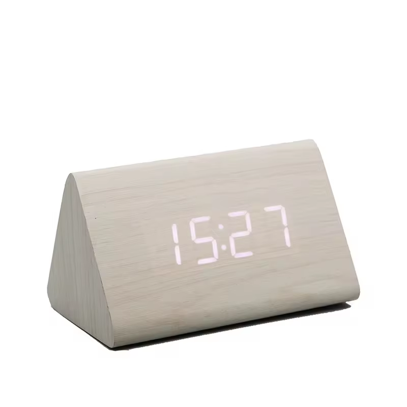 Wooden Digital Alarm Clock Time Date Temperature Display Desk Clocks for Bedroom Living Room Bedside Office