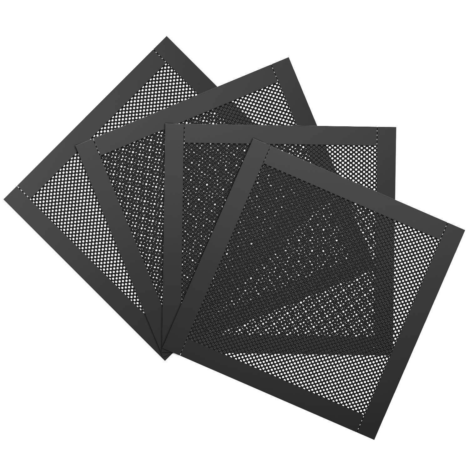 Moko 120Mm Dust Filter for Computer Cooler Fan, [4 Pack] Magnetic Frame PC Fan Dust Mesh PC Cooler Filter PVC Dustproof Cover Computer Fan Grills - Black