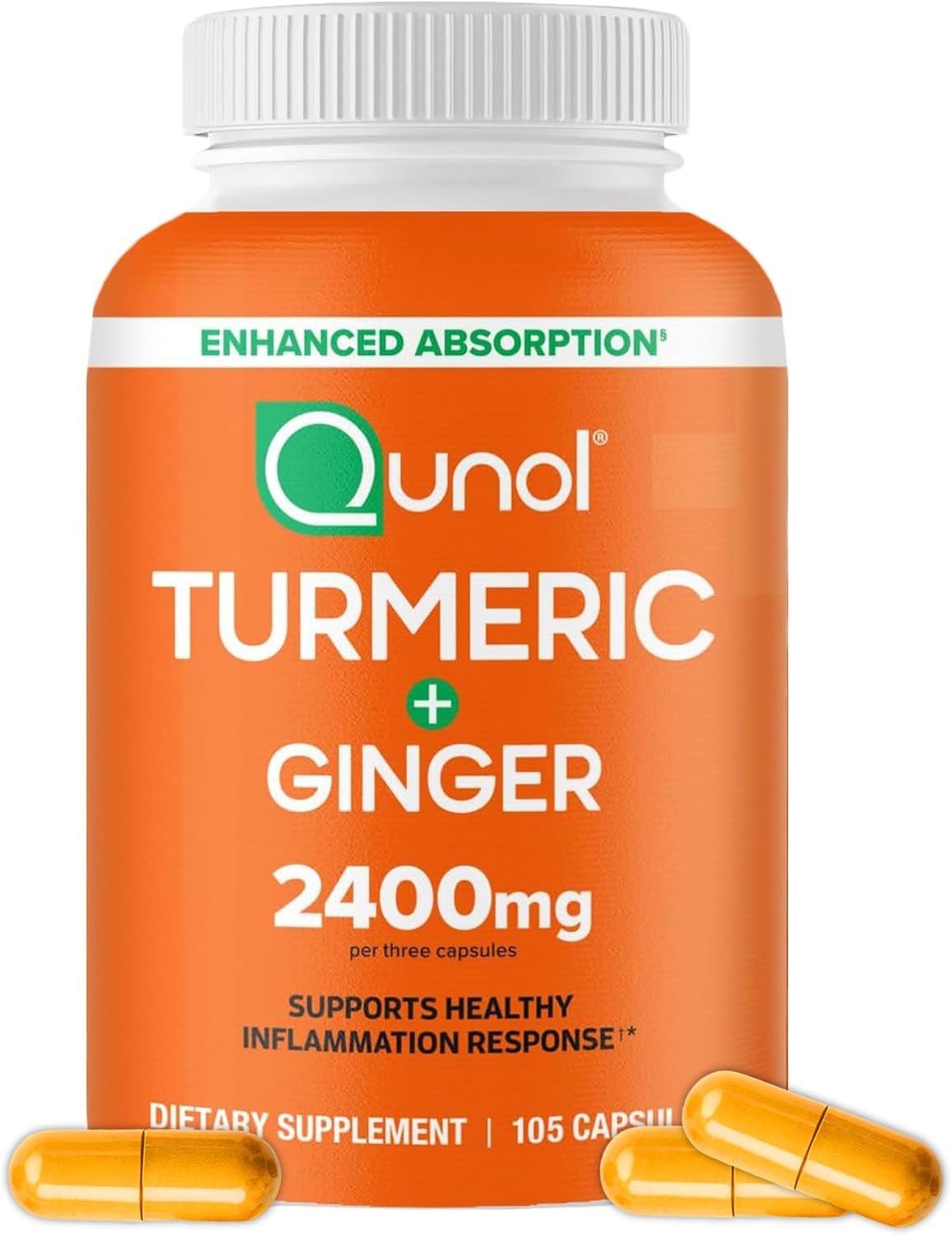 Turmeric Curcumin with Black Pepper & Ginger, 2400Mg Turmeric Extract with 95% Curcuminoids, Extra Strength Supplement, Enhanced Absorption, Joint Support Supplement, 105 Count