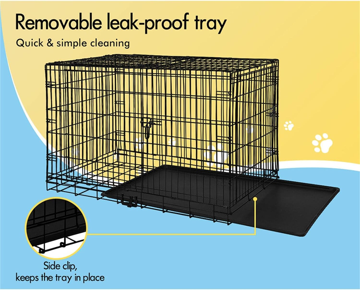 BEASTIE Portable Dog Crate Cage with Removable PP Tray, Foldable Metal Wire P... - Picture 9 of 17
