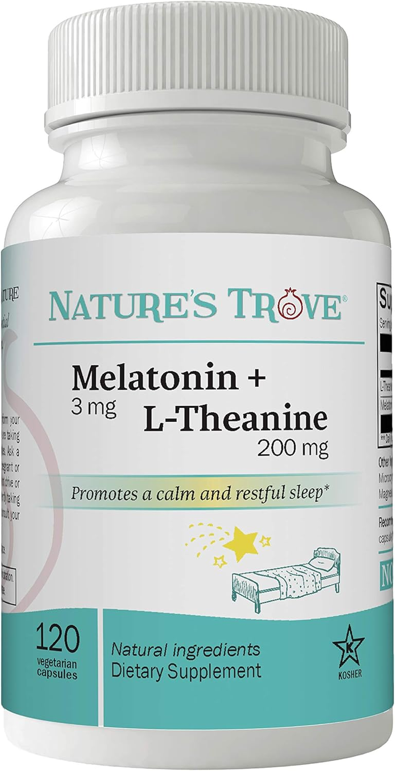 Melatonin 3Mg + L Theanine 200Mg – Calm and Relaxation – 120 Kosher Vegetarian Capsules