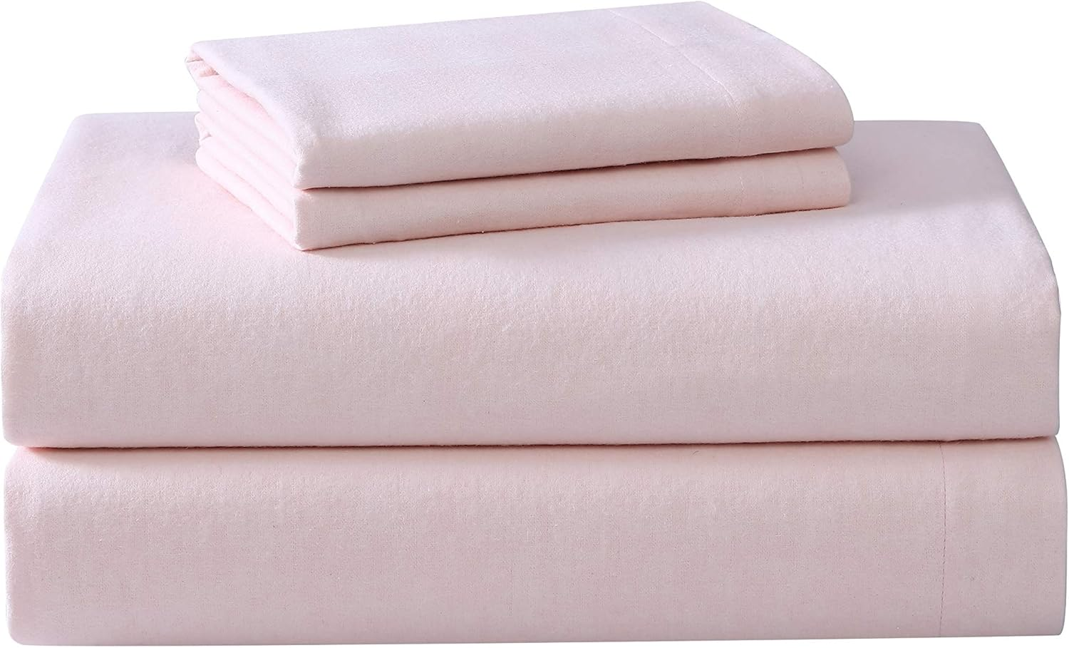 - King Sheet Set, Cotton Flannel Bedding, Brushed for Extra Softness & Comfort (Bright Blush, King)