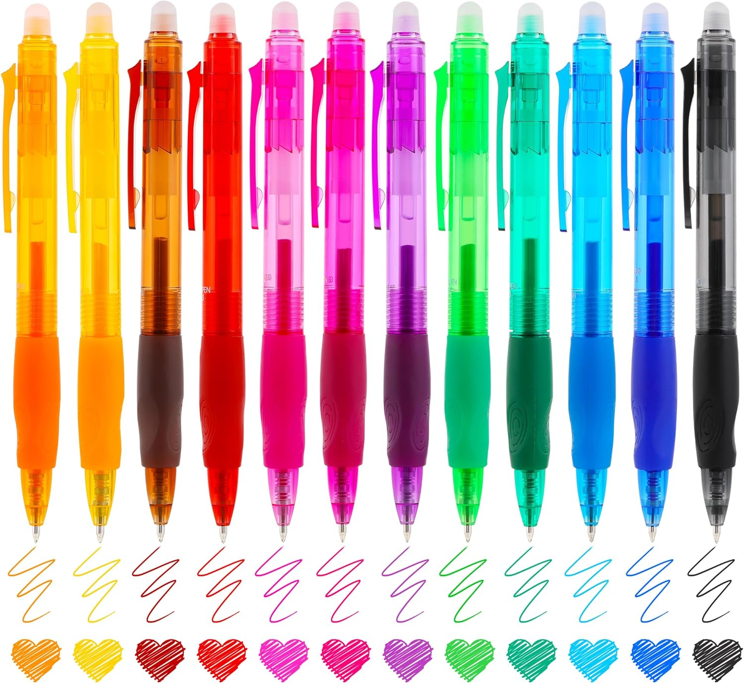 USUAL Retractable Erasable Pens 12 Colored Erasable Gel Pen 0.5Mm Erasable 