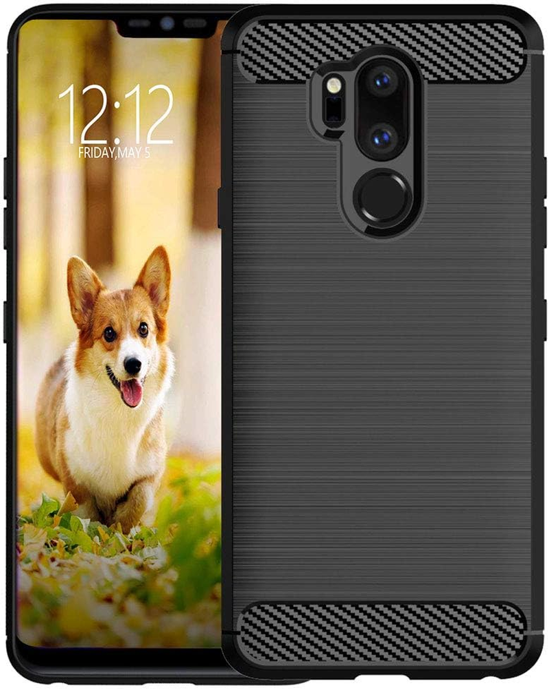 For LG G7 Thinq Case,Lg G7 Phone Case,Slim Thin Soft Flexible TPU Rubber Gel Silicone Anti-Scratch Shockproof Carbon Fiber Protective Cases Cover for LG G7 Thinq,Brushed Black