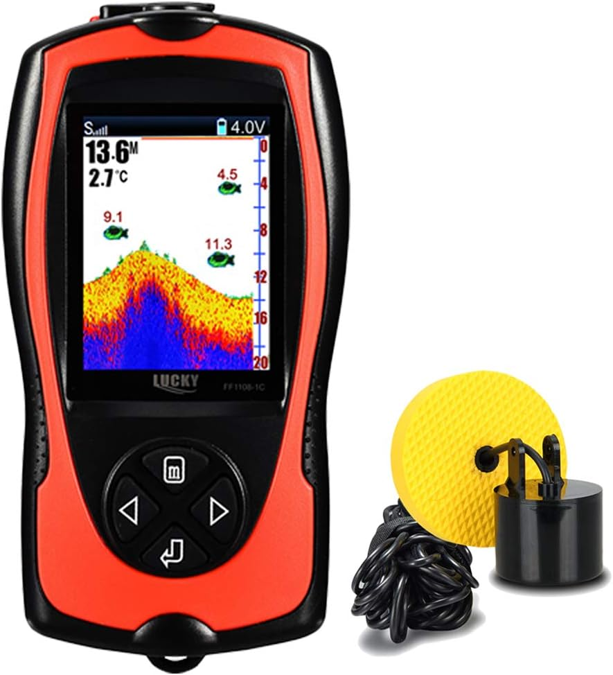 Portable Fish Finder Handheld Kayak Fish Finders Wired Fish Depth Finder Sonar Sensor Transducer for Boat Fishing Sea Fishing