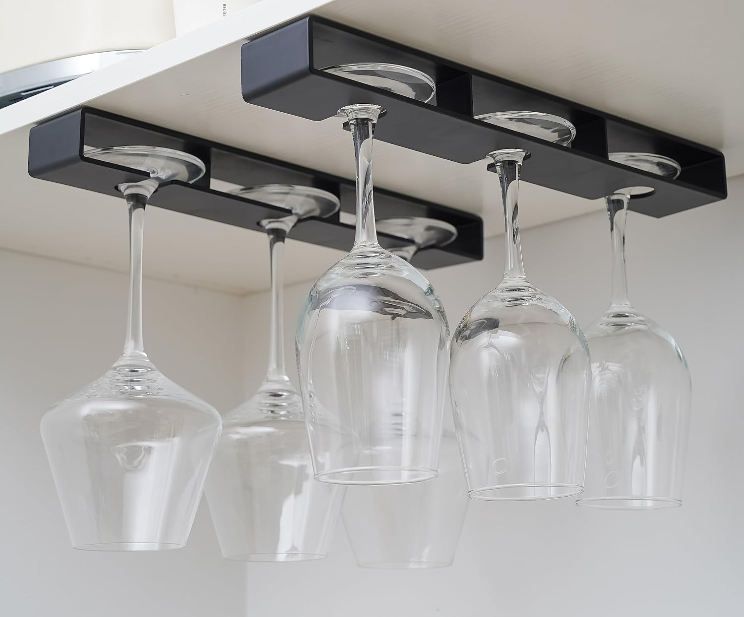 Aydomer 2Pack Wine Glass Holder under Shelf Cabinet Wine Glass Rack Plastic Stemware 