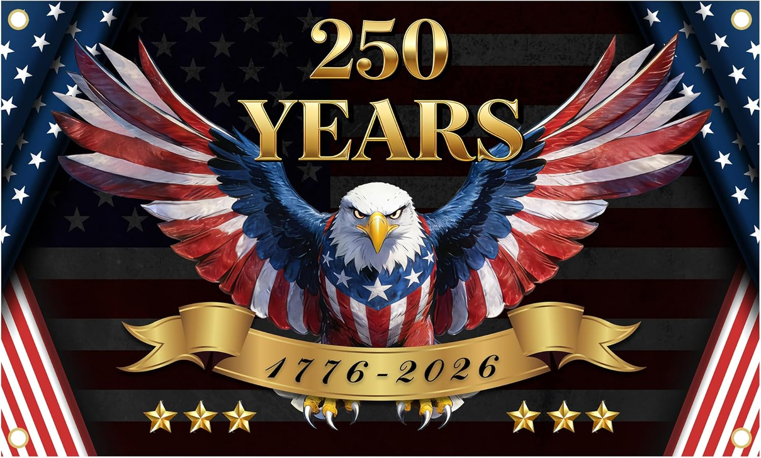250Th Anniversary USA Flag 3X5 Ft Double Sided, 1776-2026 Commemorative Banner with Grommets, Outdoor Patriotic Yard and Wall Decor (250 Years Flag)