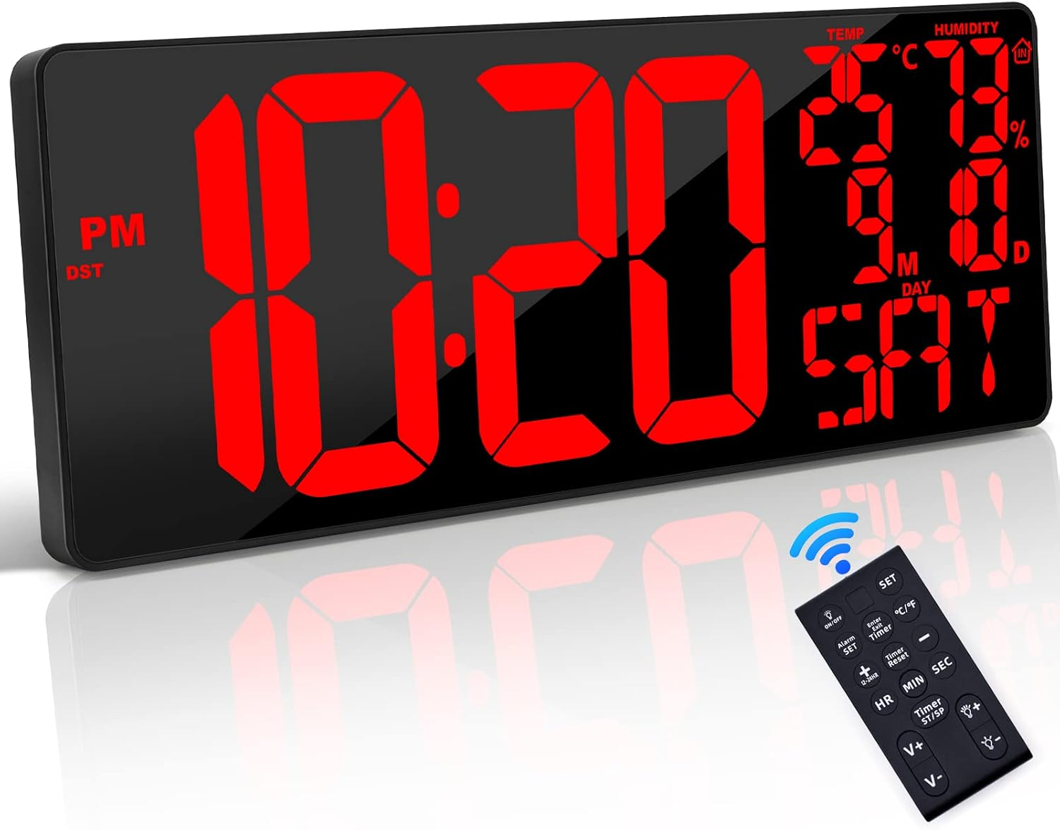 Reloj De Pared Digital Grande 18 Con Control Remoto Reloj Digital Con Pantalla