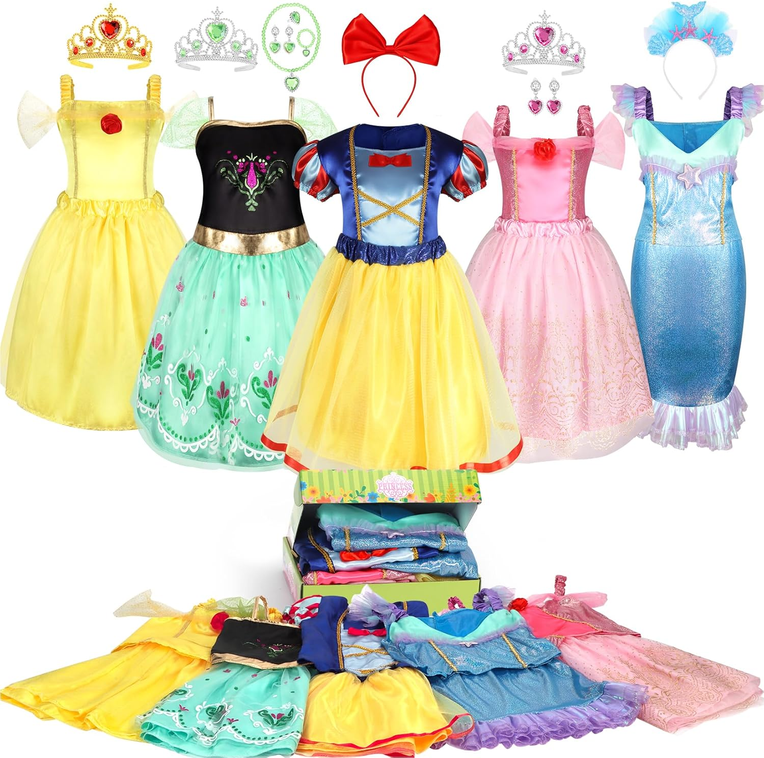 Princess Dress up Clothes for Little Girls: Princess Costume for Girls Toddler, Girl Toys Age 3 4 5 6 Year Old Girl Birthday Gifts Christmas Gift
