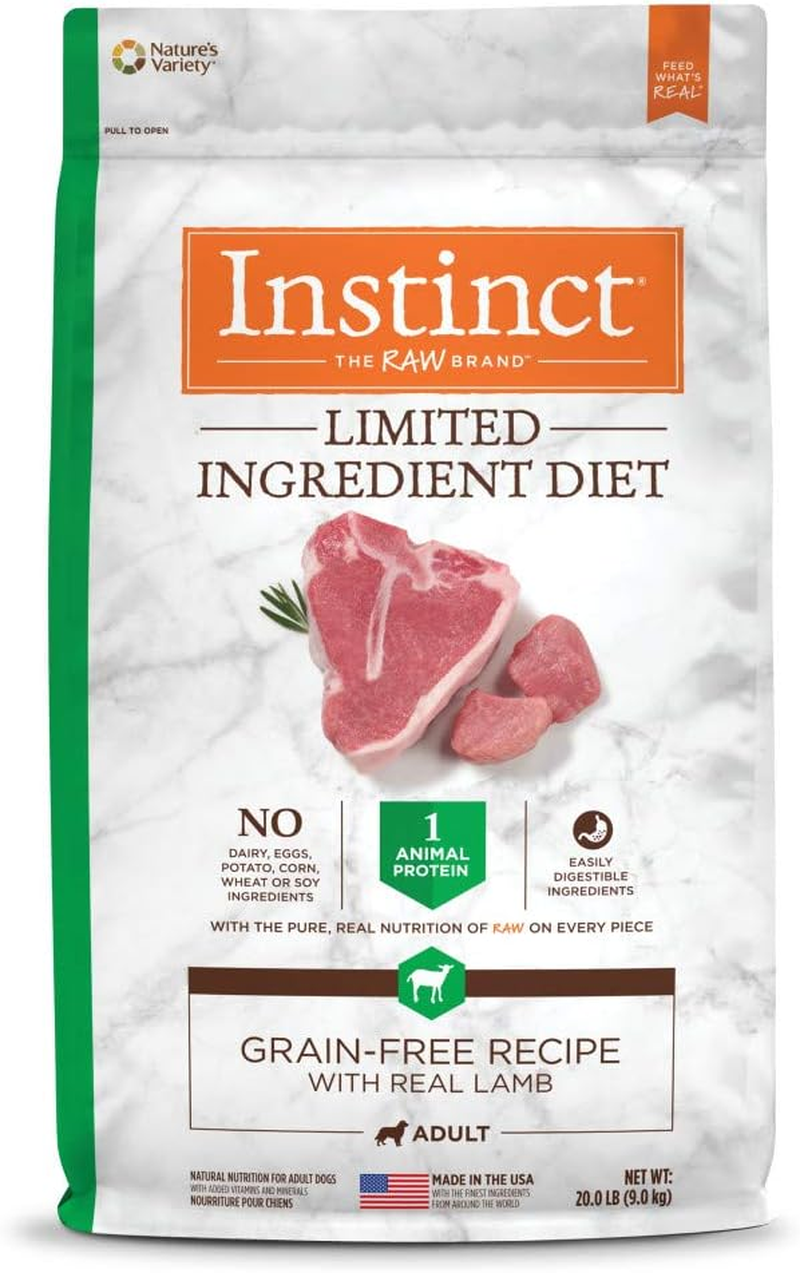 Limited Ingredient Diet, Natural Dry Dog Food, Grain Free Recipe - Real Lamb, 20 Lb. Bag