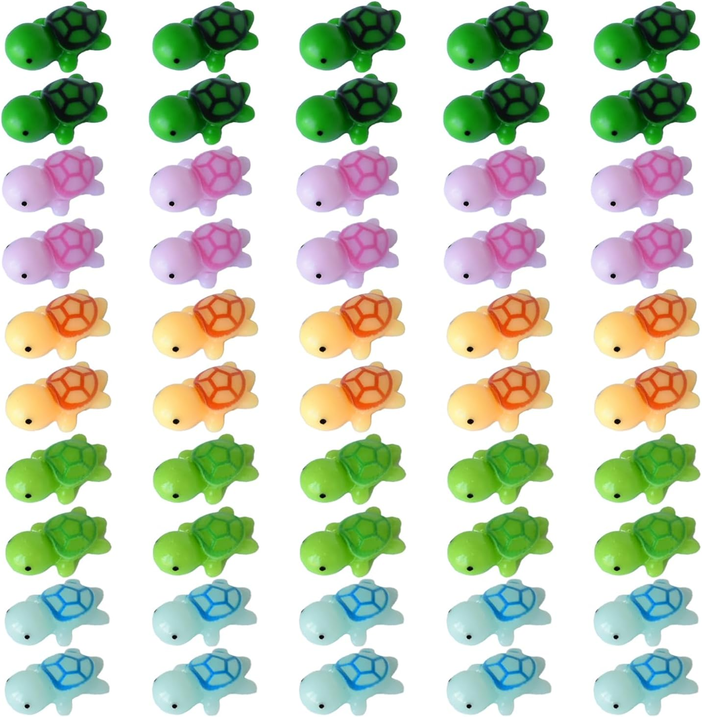 50 PCS Mini Resin Sea Turtle Miniatures - Multi Color Tiny Turtle Figures for Craft, Garden Decor & Party Decorations
