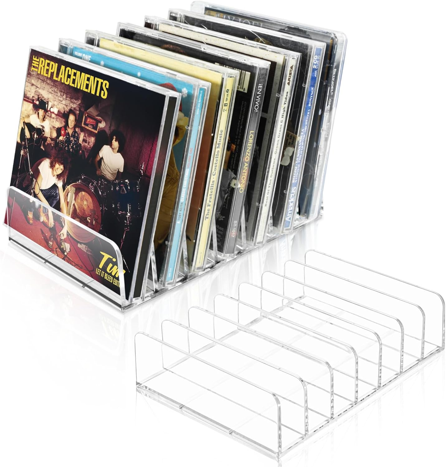 CD Holder 2 Pack Clear Acrylic Organizers Holds 14 CD Cases for Media Storage