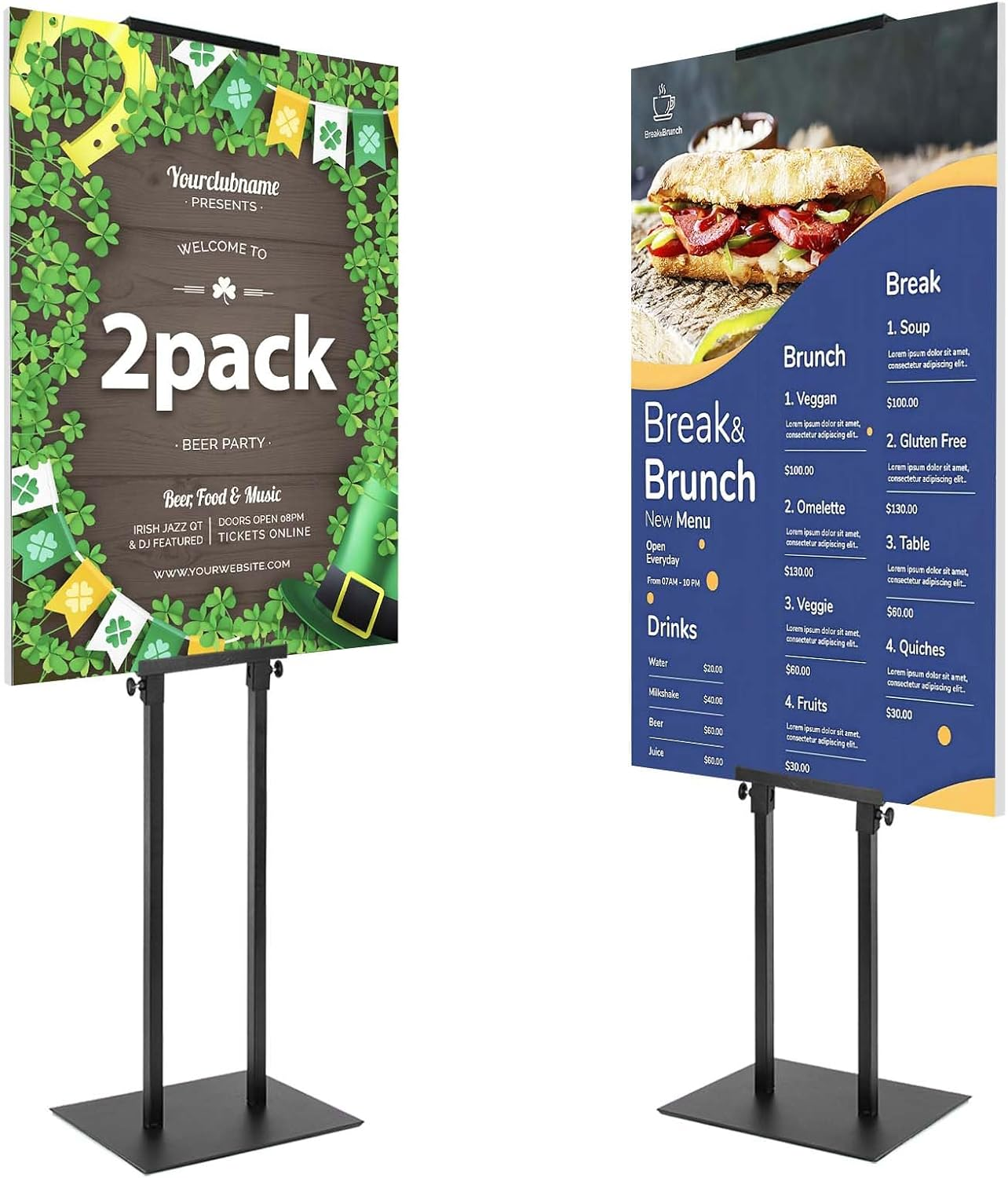 2PACK Poster Stand Adjustable Poster Holder Stand, Foam Board Stand for Display, Heavy Duty Pedestal Sign Holder, Metal Stand for Display Board up to 83