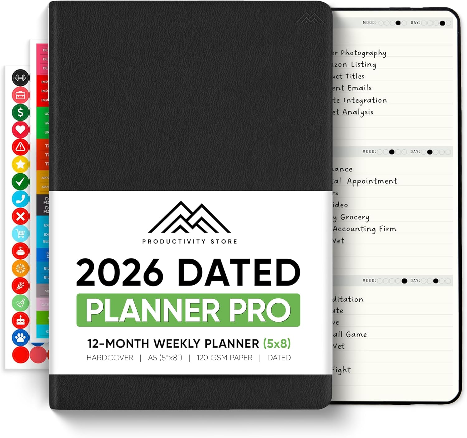 Dated, 2026 Planner, 5.8” X 8.3” - the #1 Productivity Planner to Achieve Your 2026 Goals - Planner 2026-2027 by  (A5, BLACK)