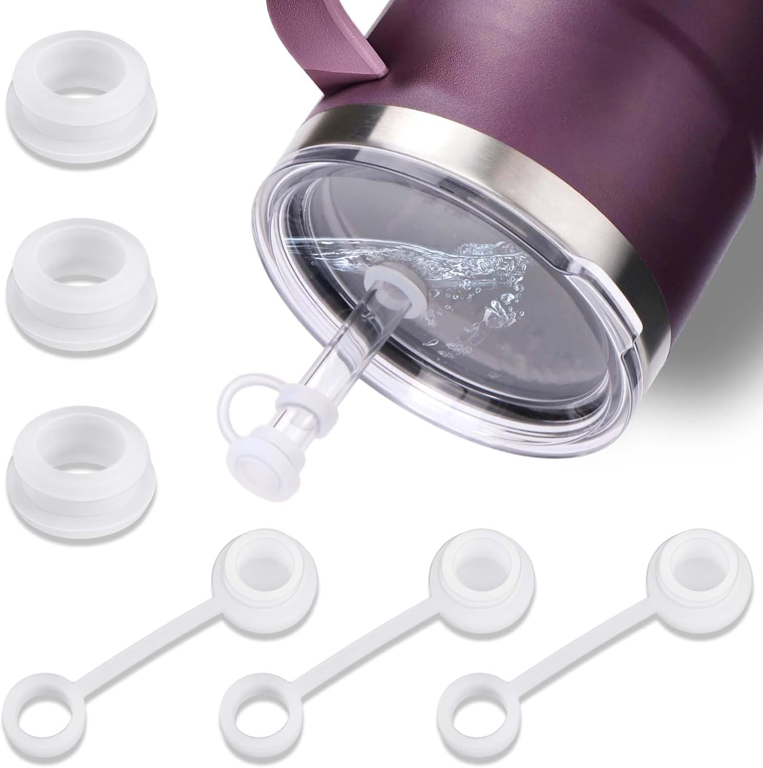 AIERSA 3Pcs Spill Stopper for YETI Cup Straw Lid, and 3Pcs Straw Cover Cap 