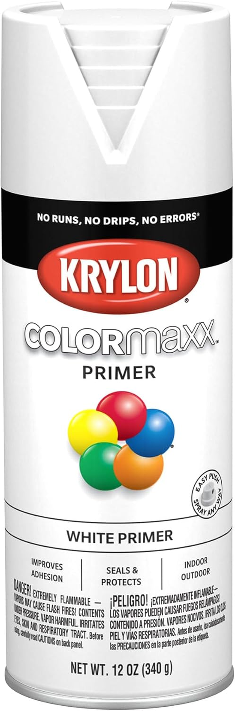 K05584007 Colormaxx Primer Spray Paint for Indoor/Outdoor Use, White, 12 Ounce (Pack of 1)