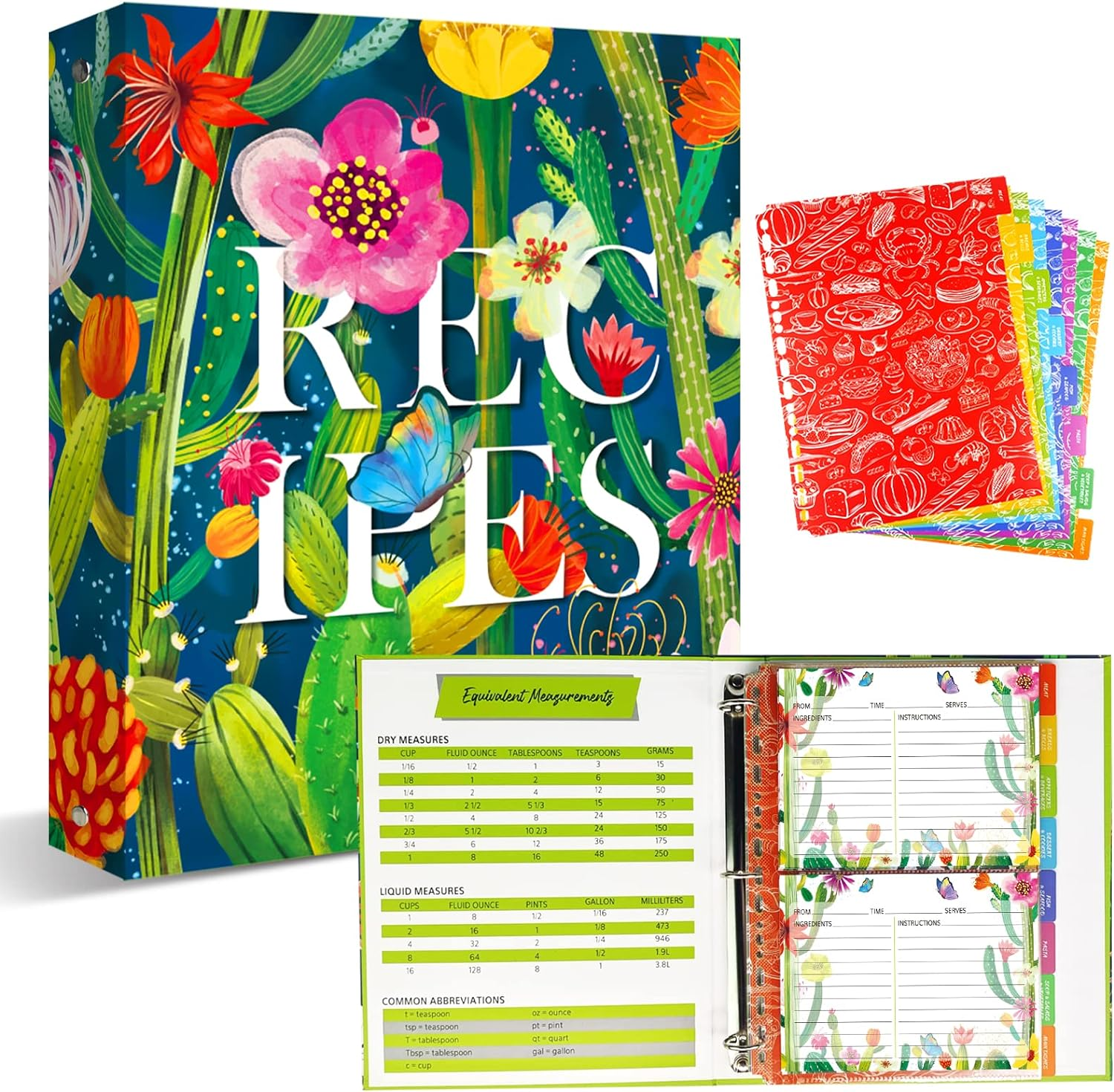 Recipe Binder, 8.5 x 11 inch 3 Ring Recipe Binder Kit with 50 Plastic Sleeves... - Picture 11 of 14