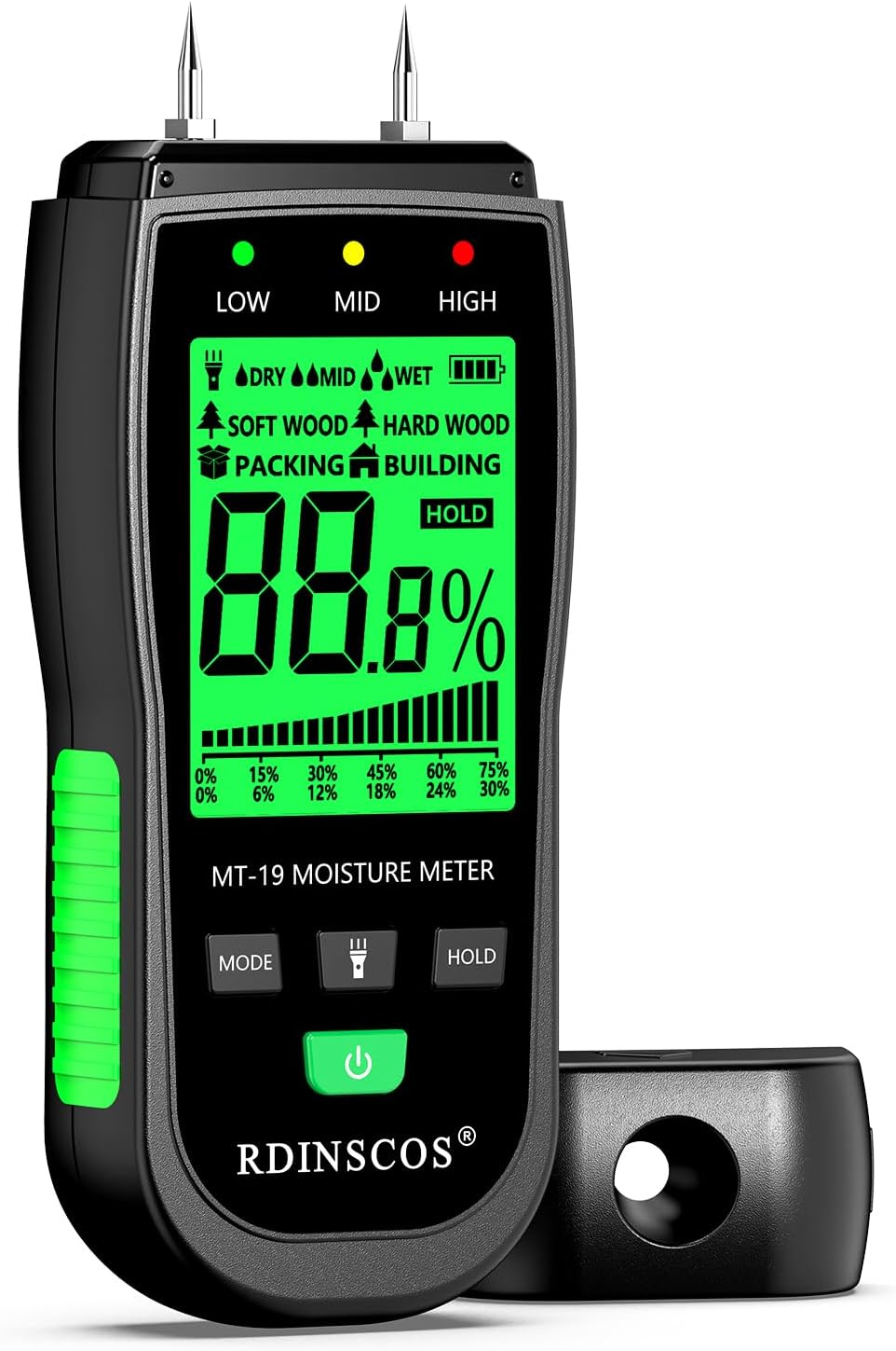 Wood Moisture Meter Pin Moisture Meter Firewood Detector Humidity Water Leak Lumber Portable Detectors (Green)