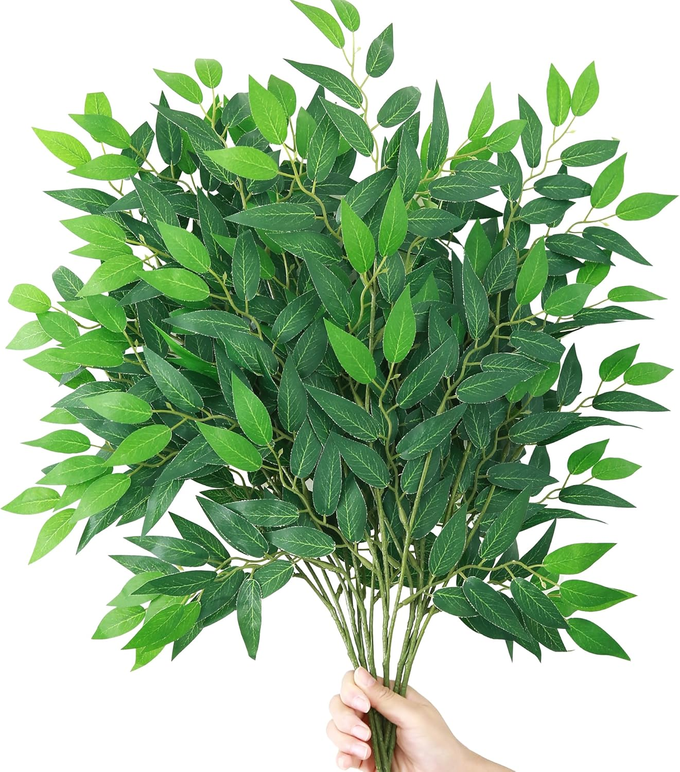 GREENTIME 6 Pack Artificial Italian Ruscus Greenery Stems 23.5'' Faux Green Leaf Bouquet for Vase Bridal Wedding Table Centerpiece Decor