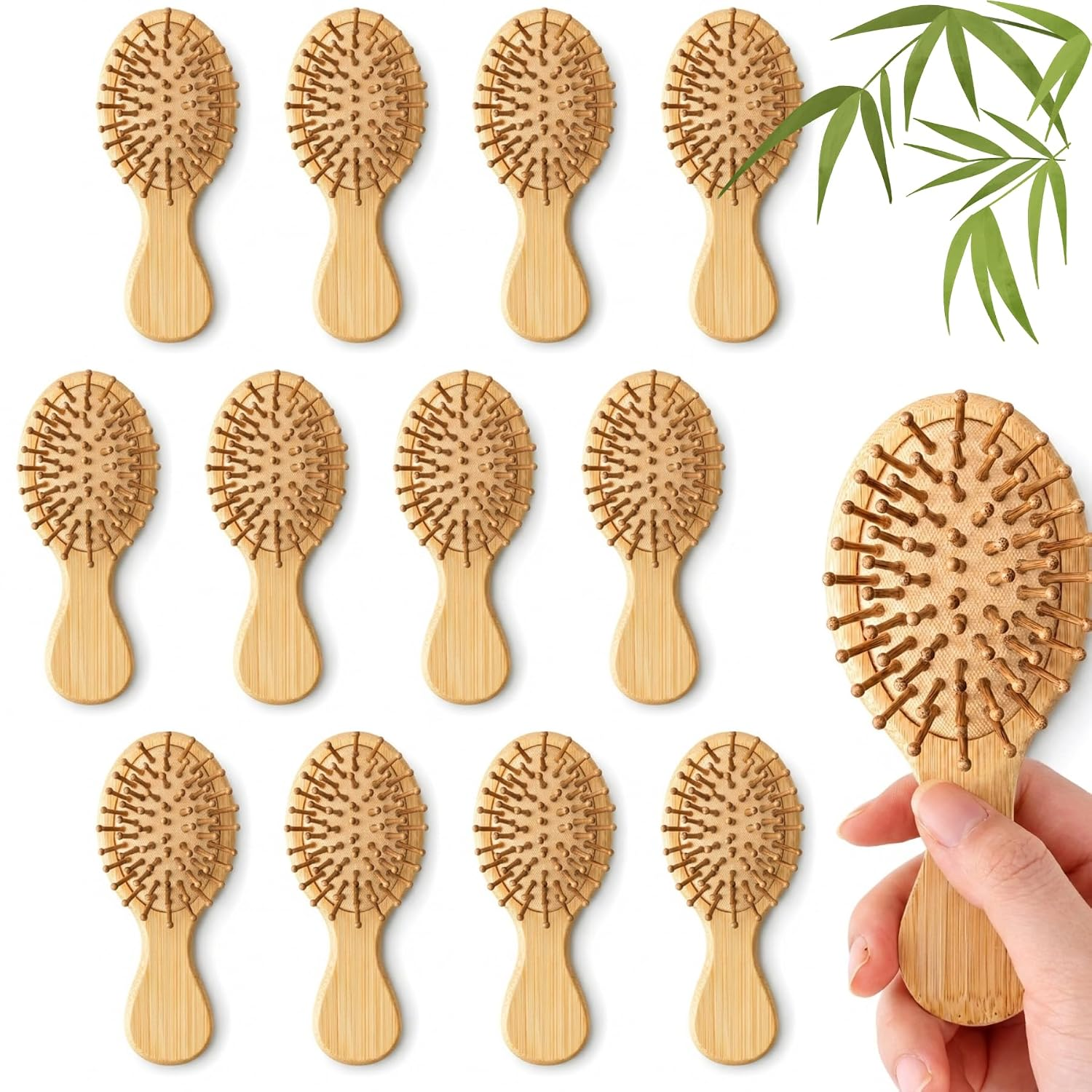 6 Piezas de Cepillos de Pelo de Bambu Madera a Granel para Todo Tipo de Cabello