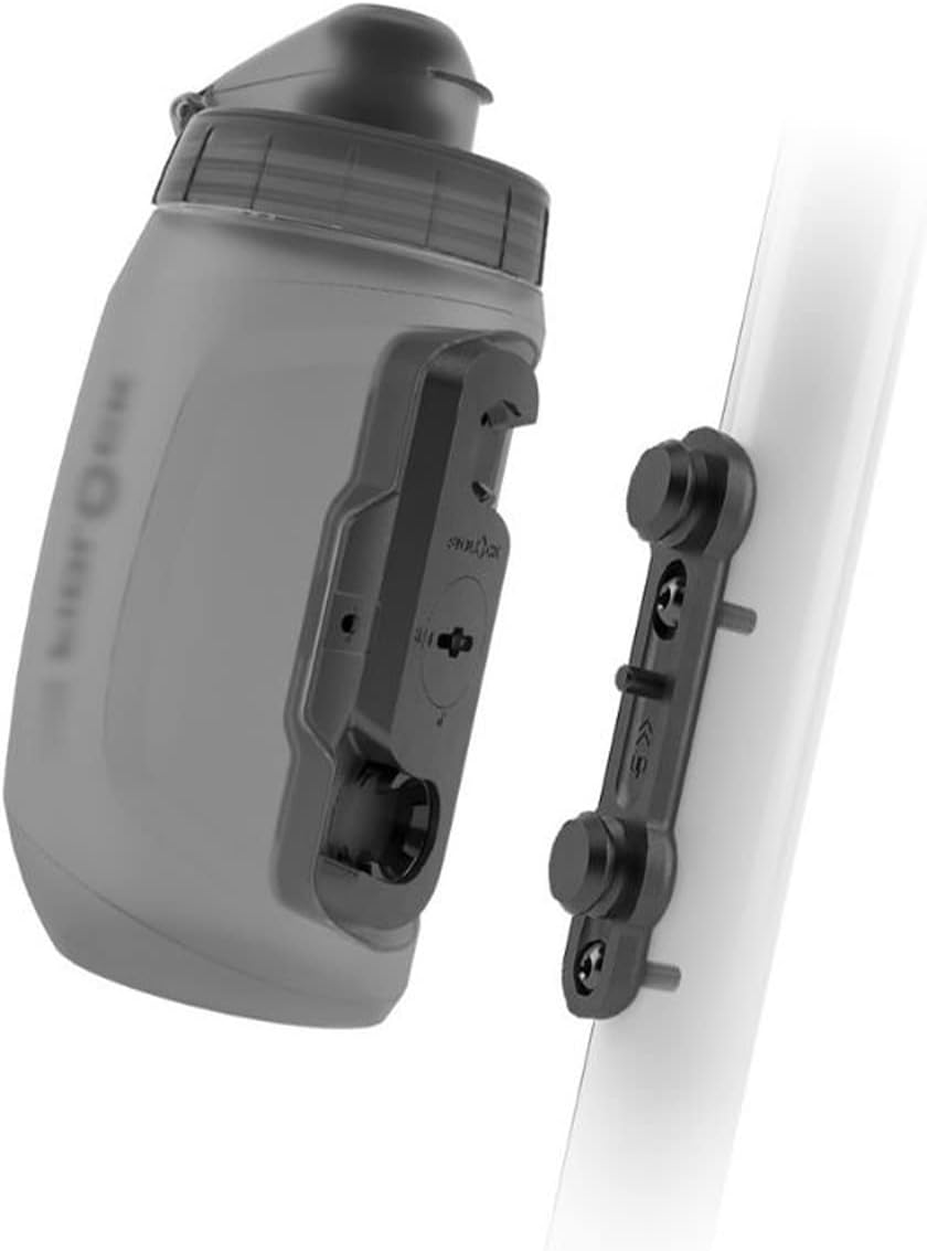 Twist Bottle 450Ml/15Oz + Base Systems | New Leak-Proof, Self-Sealing Bottle Cap | Bike Water Bottle Holder with No Screws & Attached Bottle | Cage Free Magnetic Rack | Smoke