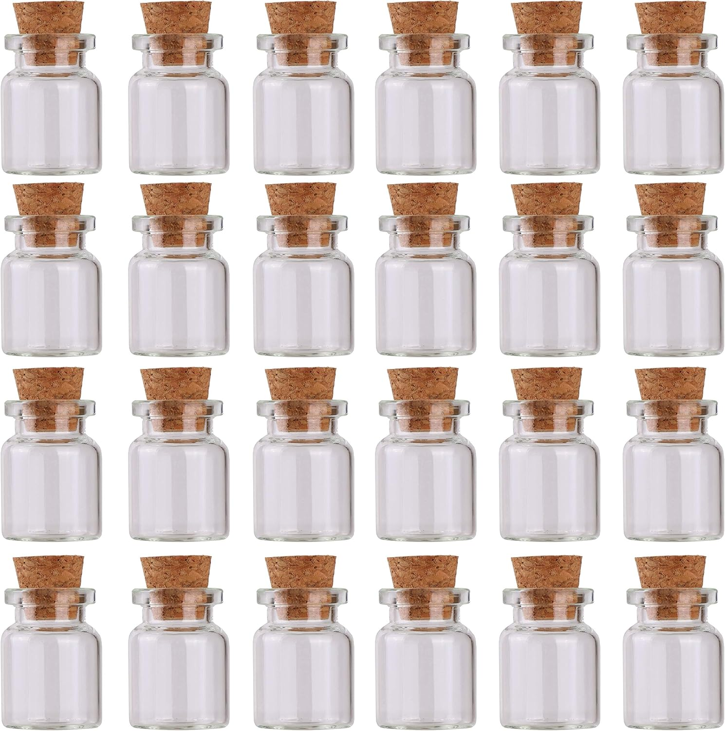 24Pcs Mini Glass Bottles with Cork Stoppers 5Ml DIY Art Crafts Storage Container,Tiny Glass Vials Cork for Wedding Decoration,Small Glass Corks Jars Party Favor