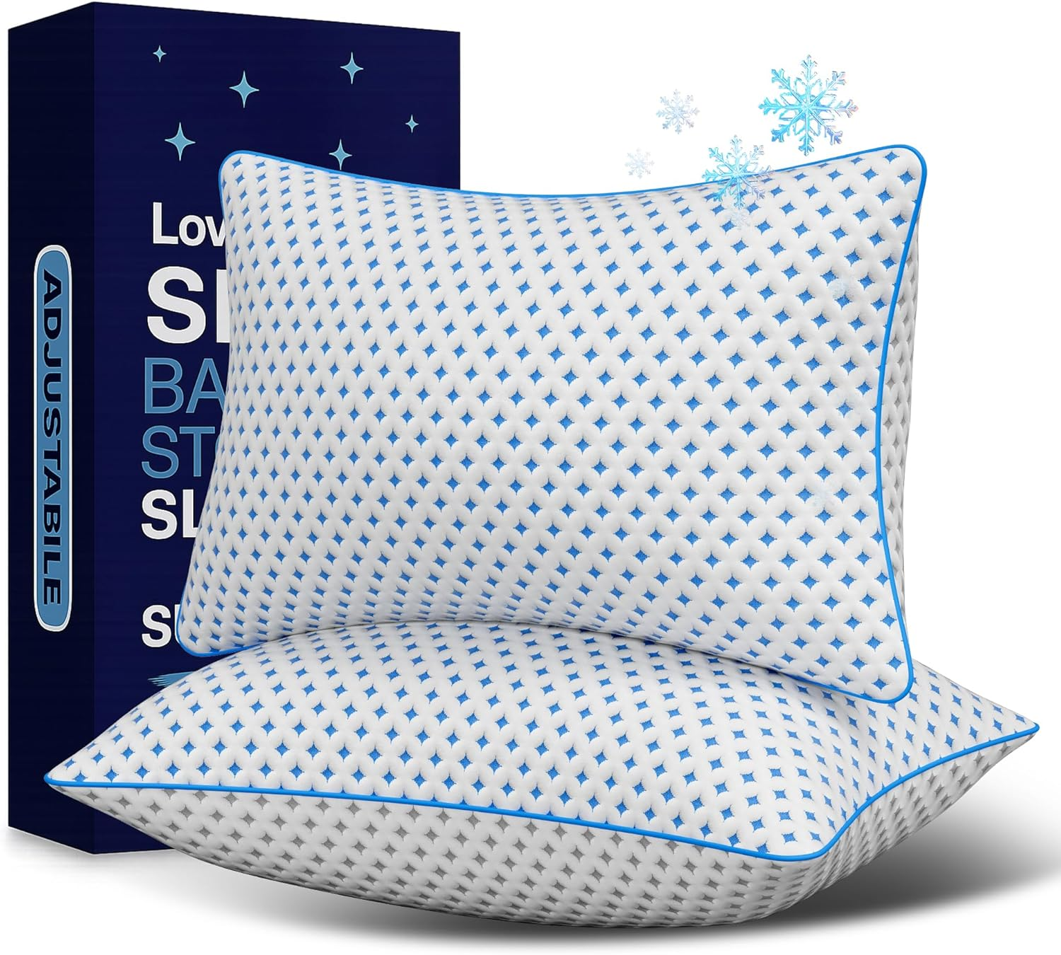 Memory Foam Pillows 2 Pack – Adjustable Loft Cooling Pillows King Size Set of 2 for Sleeping, Firm, Supportive, and Breathable Design for Hot, Side, Back, and Stomach Sleepers