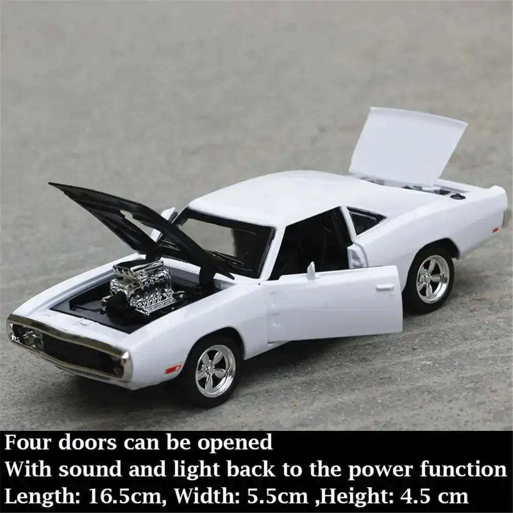 1/32 Dodge Charger Car Model Diecast Alloy Horses Muscle Vehicle Models with Sound Lighting Toy Gift for Collection