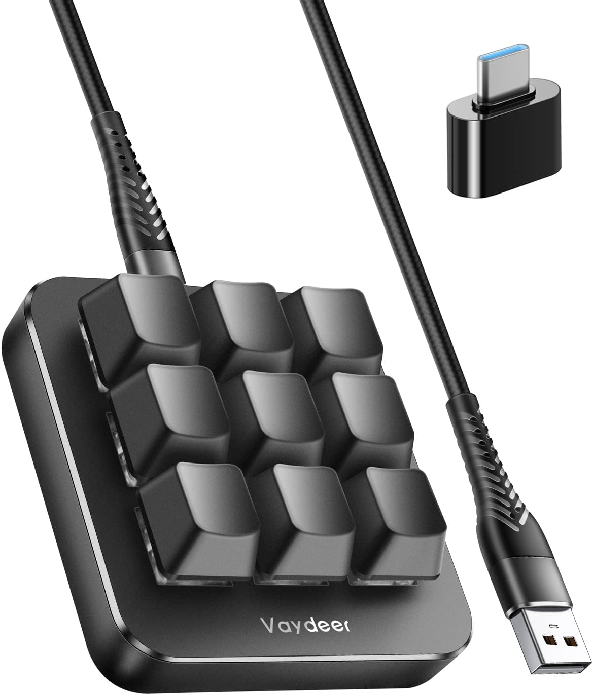 One-Handed Mechanical Keyboard Support NKRO, Hotkeys, One-Click Start,9 Fully Programmable Keys with Floating Window and Macro Multifunctional Keypad for Ios,Windows, Gift Idea for Him/Her