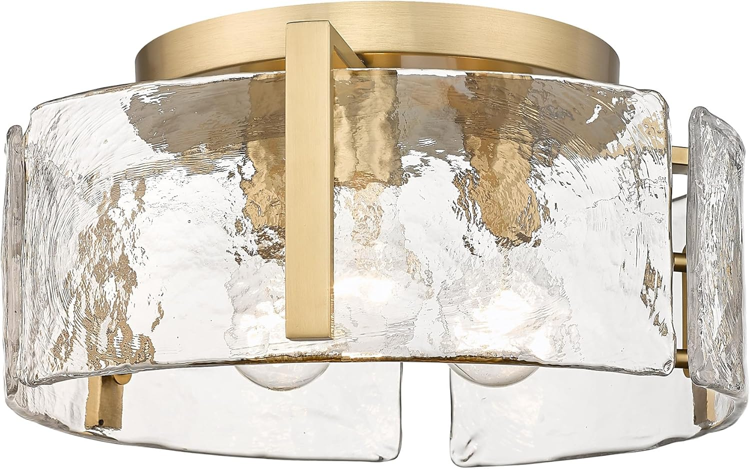 Bronze 3-Light Flush Mount with Hammered Water Glass - Aenon by