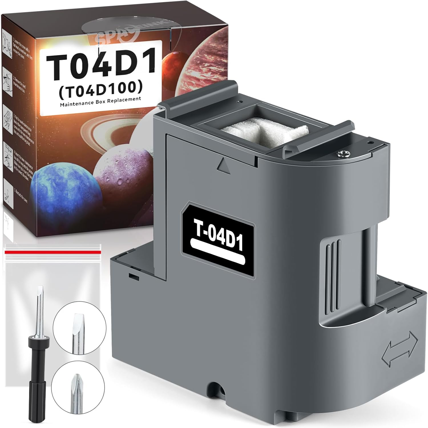 T04D1 Ink Maintenance Box for ET-15000 ET-3750 ET-3760 ET-4750 ET-4760 ET-3850 ET-4850 WF-2860 XP-5100 ET-3710 ET-5150 ET-3830 ST-M1000 ST-3000 ET-M2170 Printers. TO4D1/TO4D100/EWMB2/04D1