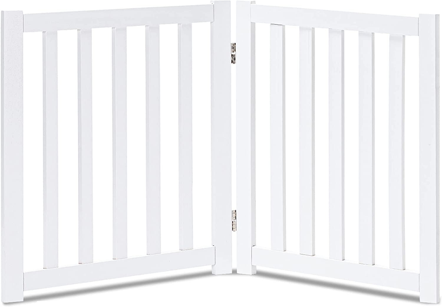 2-Panel Wooden Free Standing Foldable Dog Gate – Solid Hardwood 24