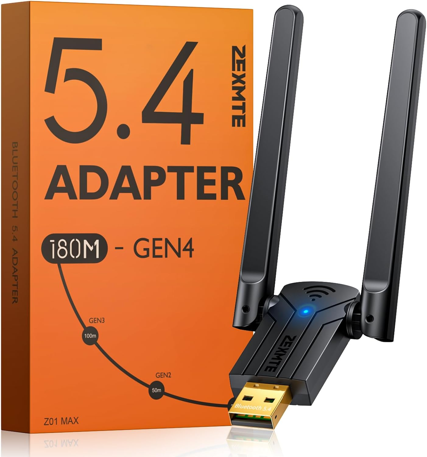 ZEXMTE Long Range USB Bluetooth Adapter for PC 5.4 USB Bluetooth Dongle 