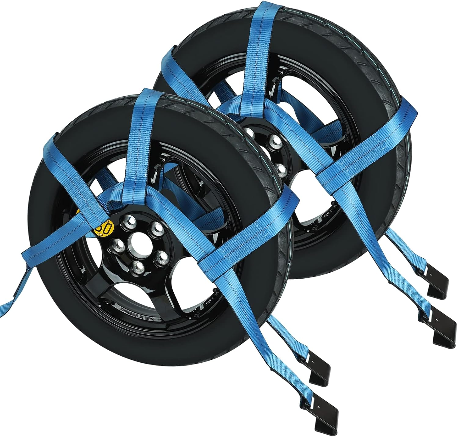 Set of 2 Tow Dolly Straps with Flat Hook, Blue Adjustable Tow Dolly Straps, Fits Most 16-20