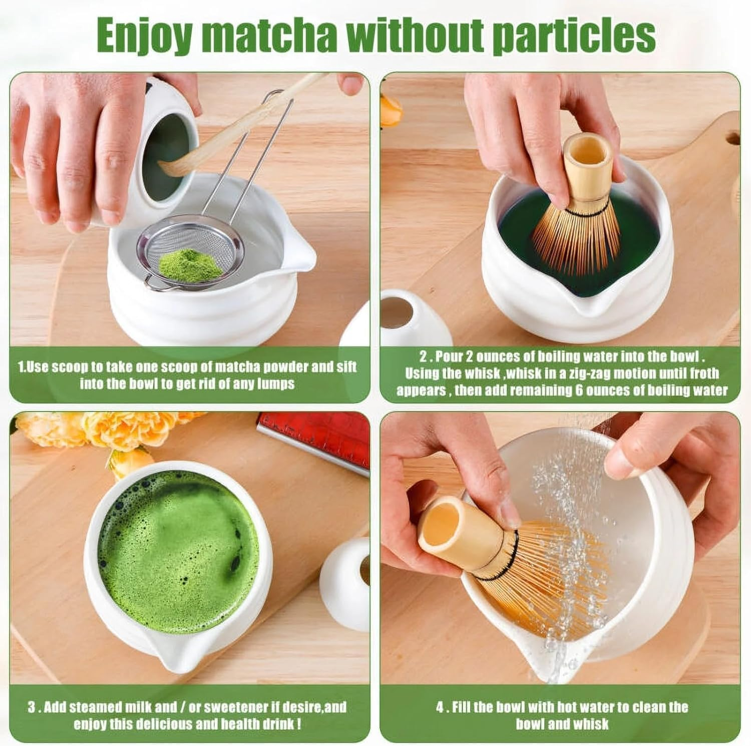 Matcha Whisk Set, Ceramic Matcha Set Includes Matcha Bowl, Matcha Whisk and H... - Picture 4 of 14