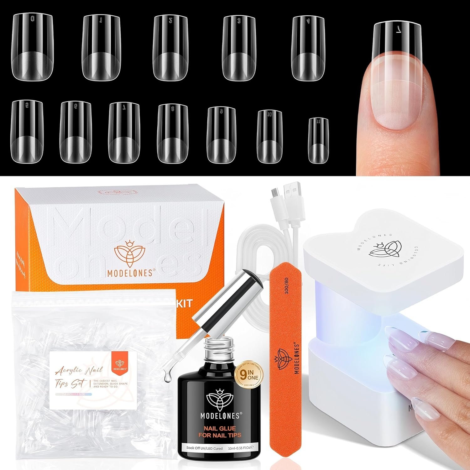 Modelones Gel X Nail Kit, Medium Almond Gel x Nail Tips, 9-in-One Nail Glue &... - Picture 17 of 17
