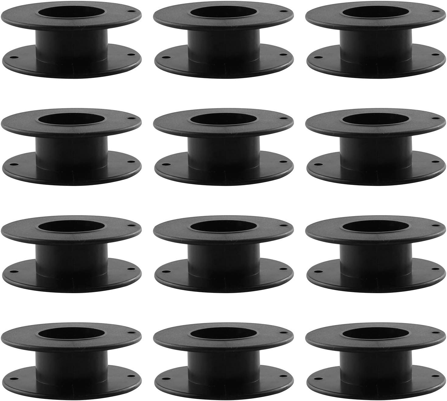 JCBIZ 12Pcs 55Mm Plastic Spool Black Bobbin Empty Spools for Ribbon Beading