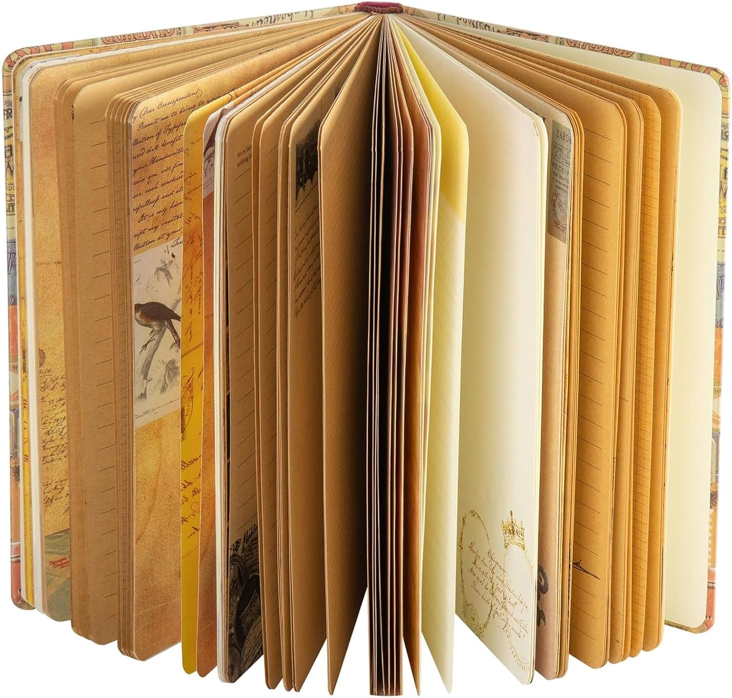 A5 Vintage Travel Journals for Women, European Kraft Paper Diary Color Illustrations Notebook Travel Brochures Hardcover Writing Notepad Girl Gift