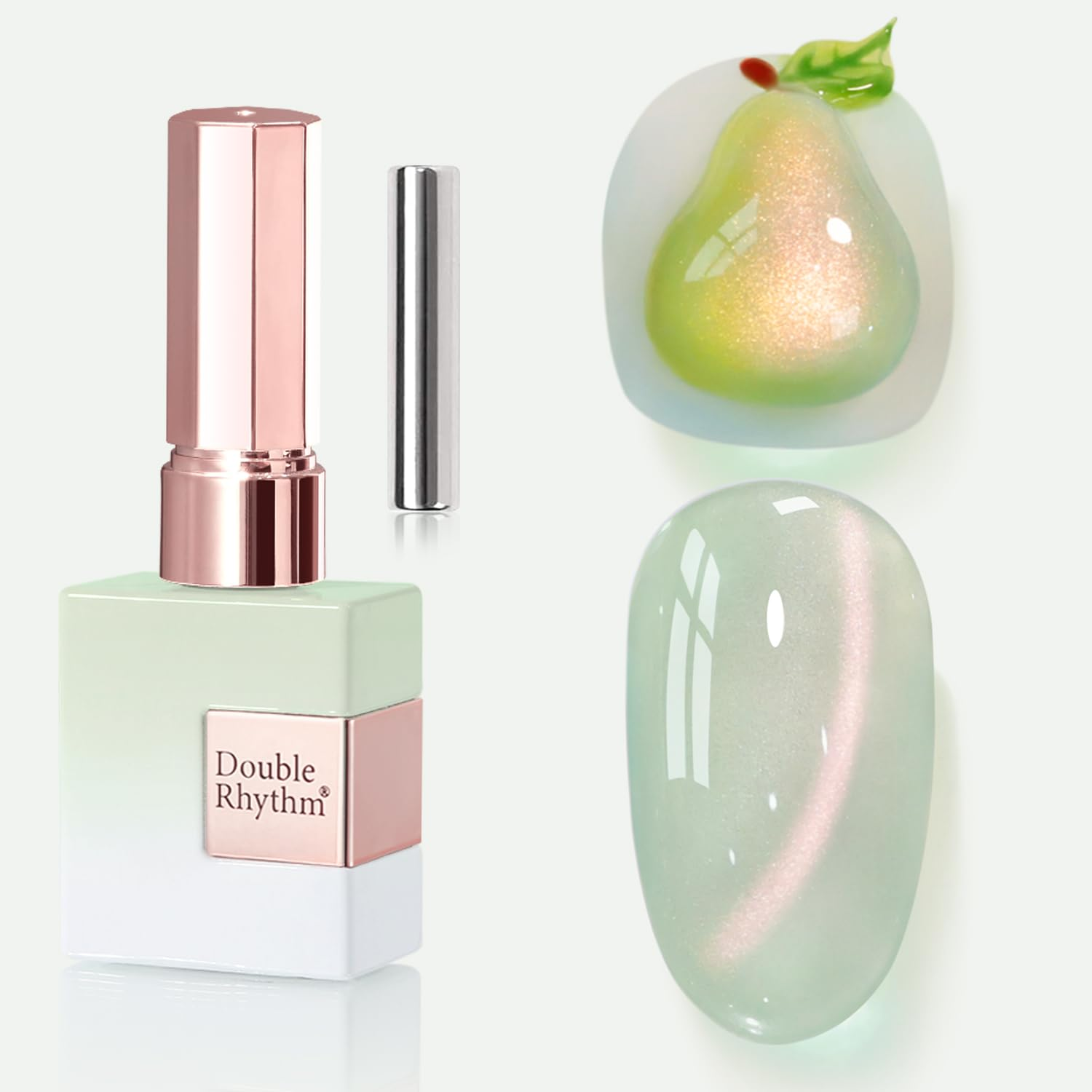 0.5 OZ Cat Eye Gel Polish with Magnet 15ML Holographic Glitter Shimmer Translucent Jelly Color Magnetic Nail Polish Salon DIY at Home (Light Green-Mc1212)