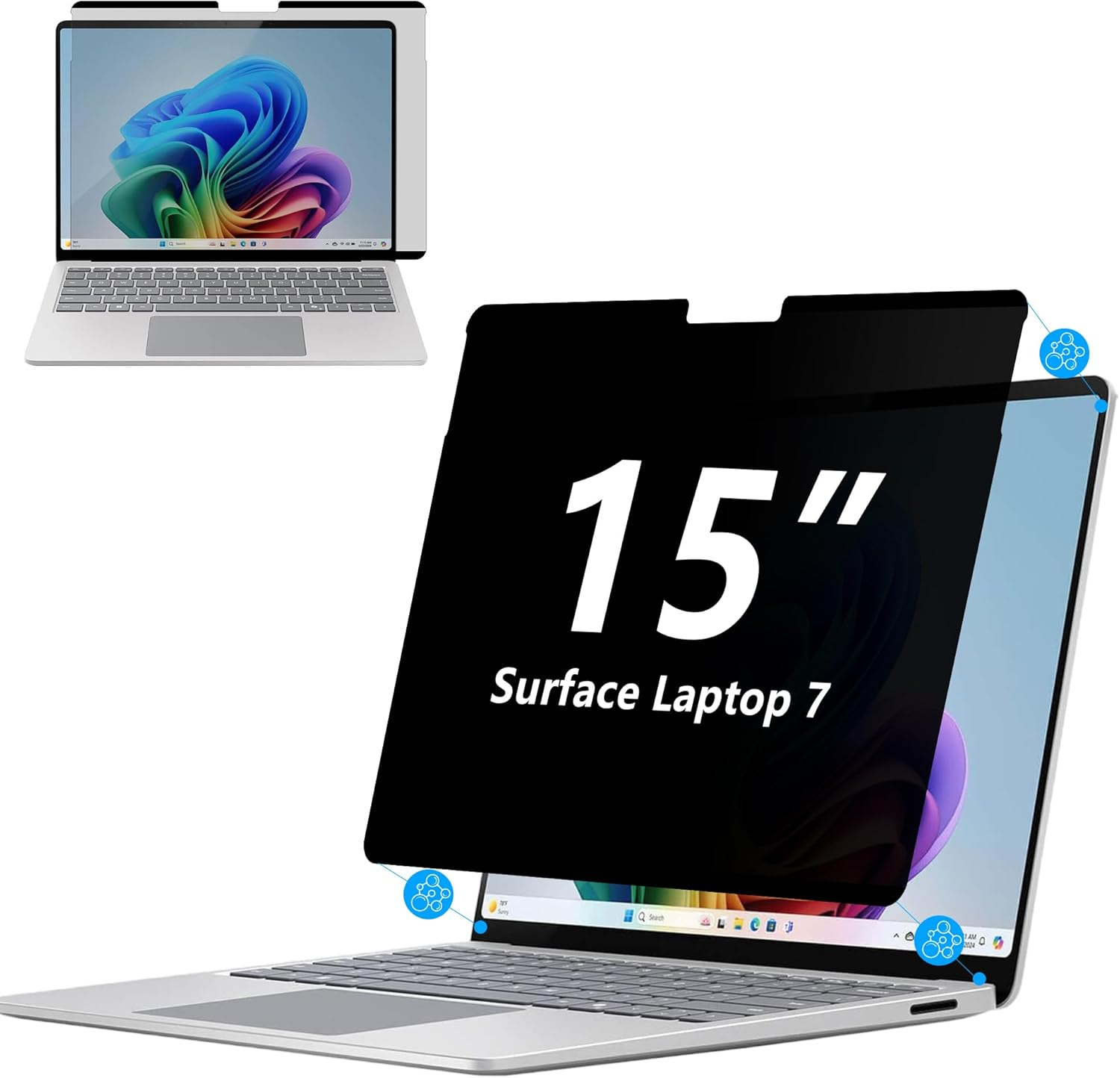 Privacy Screen Protector for Surface Laptop 7 15 Inch, Magnetic Nano, Anti-Spy, Removable, Blue Light & UV Blocking, Anti-Glare