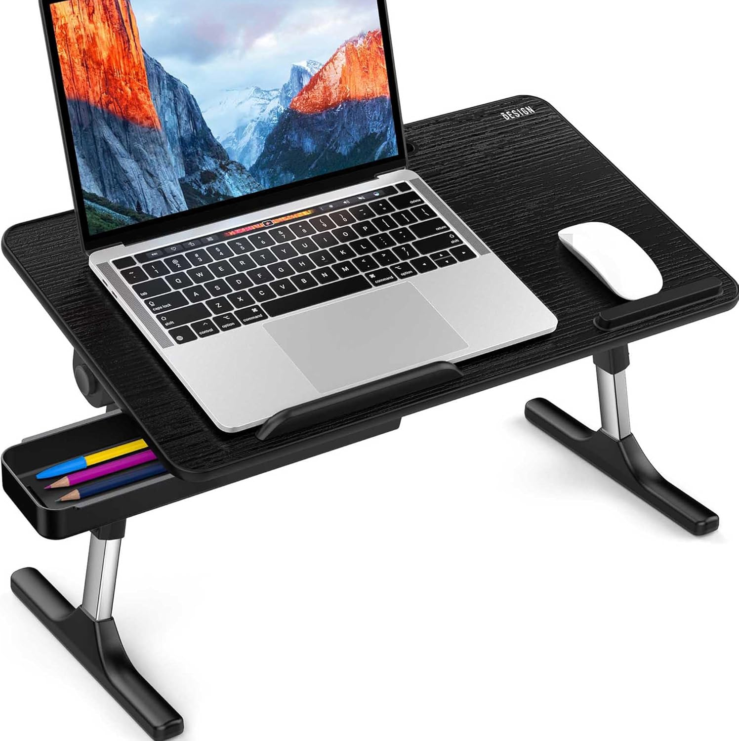 LT05 Adjustable Laptop Table, Lap Desk, Portable Standing Bed Desk, Foldable Sofa Breakfast Tray, Notebook Computer Stand for Reading and Writing (Black)