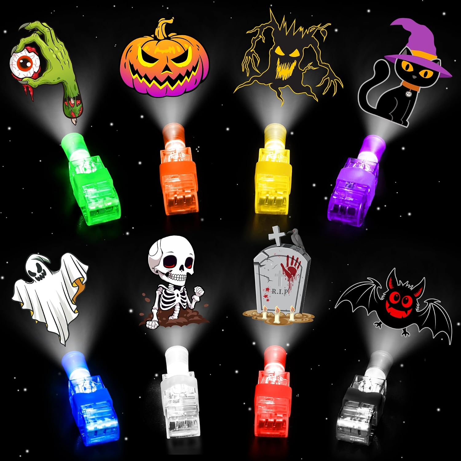 40 Pcs Halloween Party Favors Finger Lights for Kids, Halloween Light up Toys Bulk Glow in the Dark Halloween Treats Non Candy Goodie Bag Fillers Basket Stuffers Classroom Prizes Trick or Treat Gift
