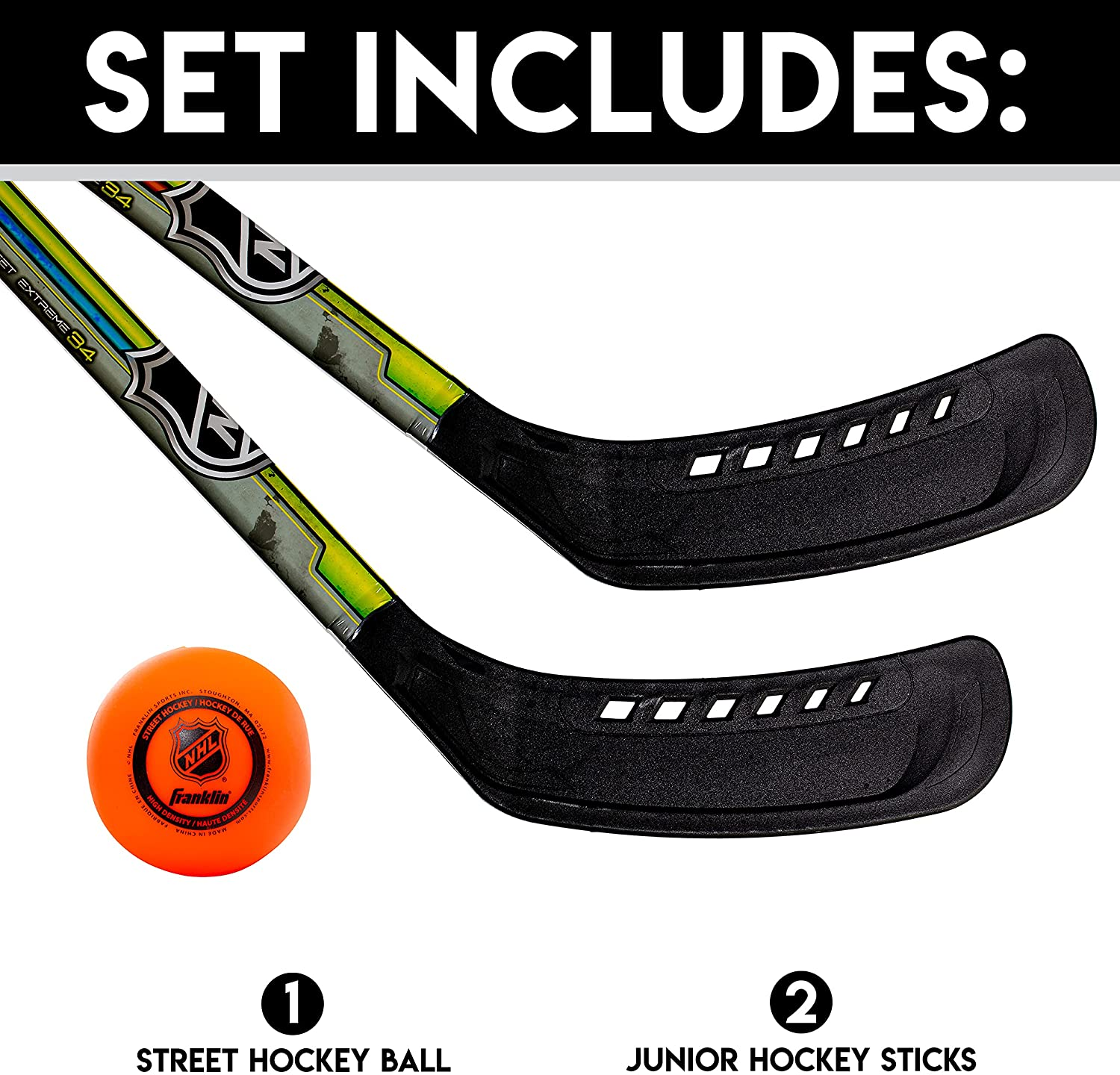 Franklin Sports NHL Kids Street Hockey Stick Set - includes (2) Youth Street ... - Picture 3 of 11