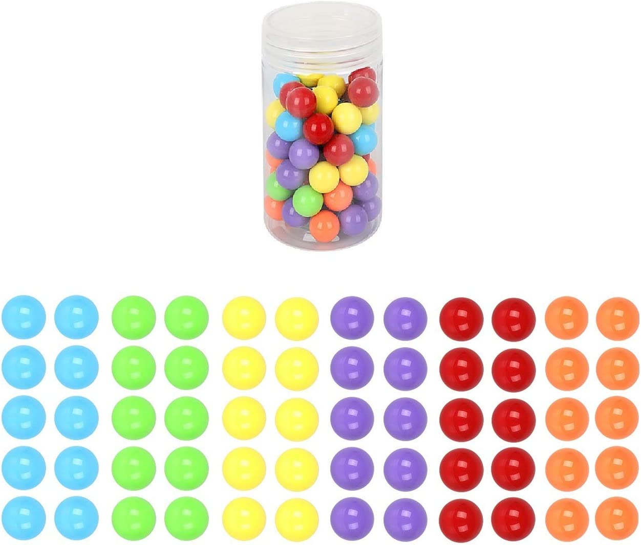 60Pcs Chinese Checker  Replacement Balls,6 Solid Color 14Mm Acrylic  Marbles for Marble Run, Marbles ,Aggravation ,Traditional Marbles Games
