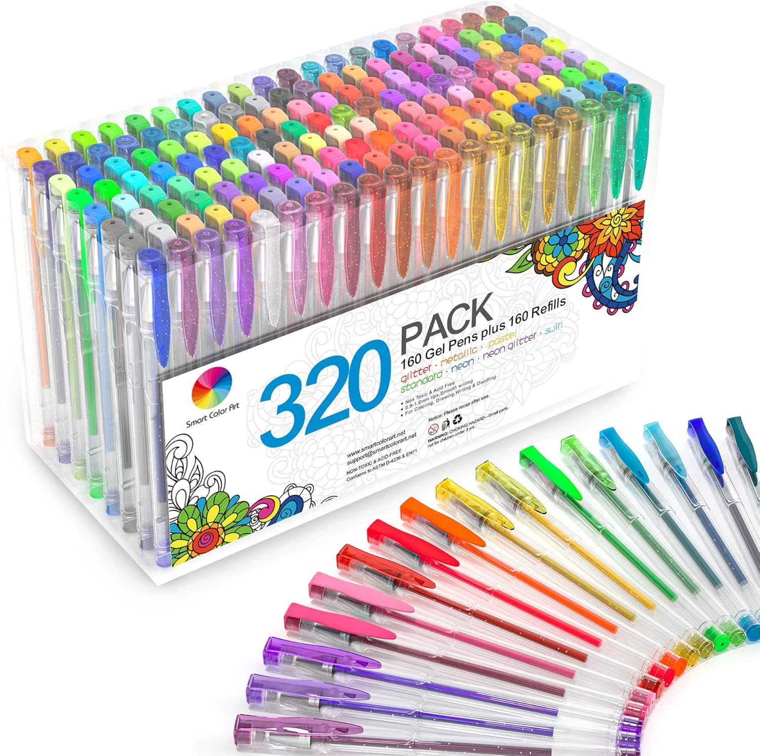 320 Pack Gel Pens Set, 160 Colors Gel Pen with 160 Refills for Adult Coloring Books Drawing Painting Writing